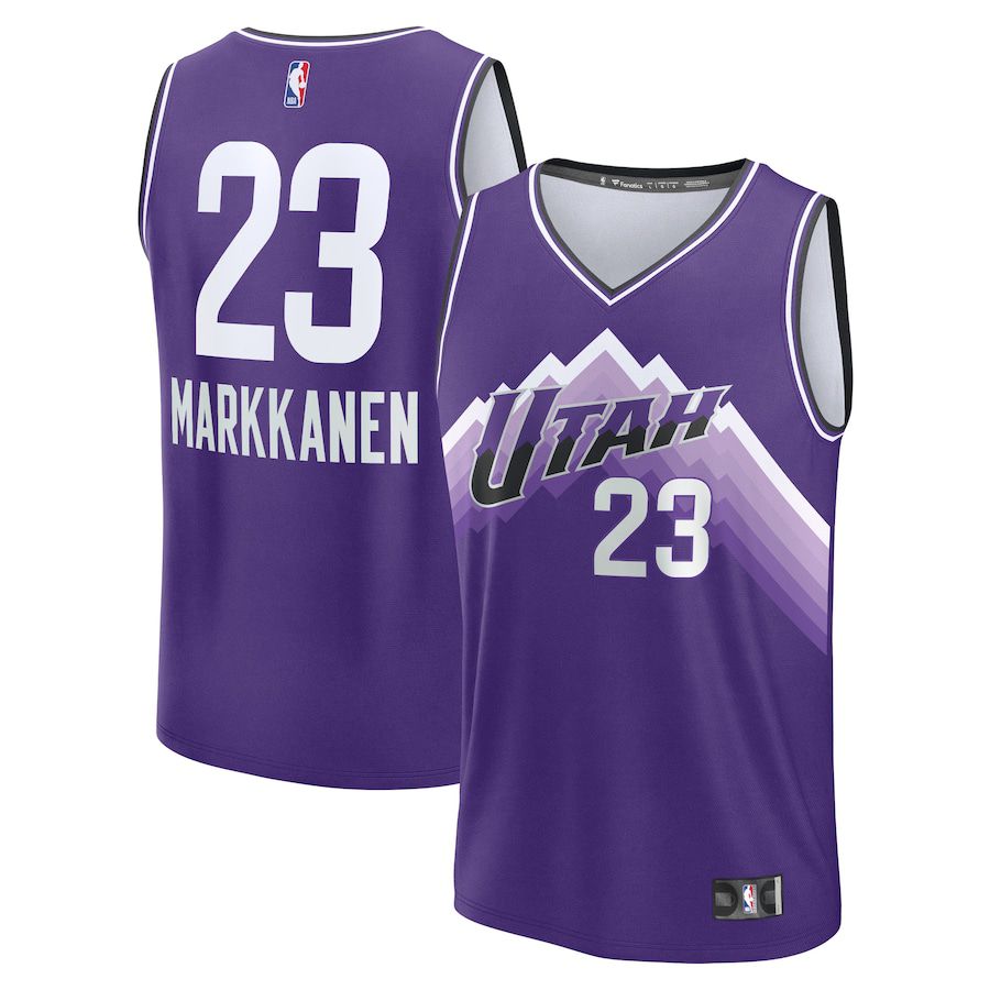 Men Utah Jazz 23 Lauri Markkanen Fanatics Branded Purple City Edition 2023-24 Fast Break NBA Jersey